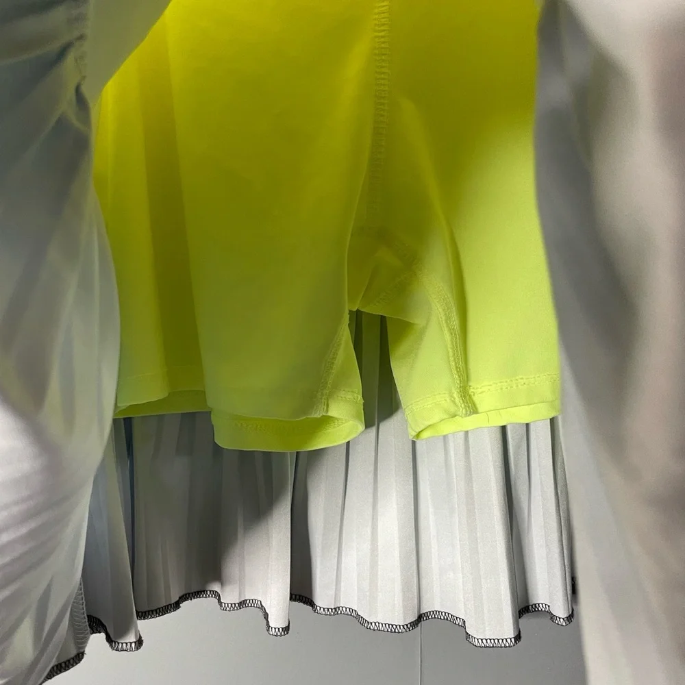 Lucky in Love Women's Gradient Tennis Tank/Skirt - Neon Yellow & Light Blue MED
